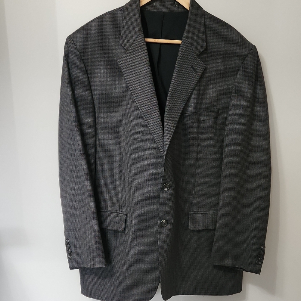 Vintage Lauren Ralph Lauren 100% Wool Houndstooth Plaid Blazer 42L - 90s